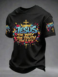 Men's Christian Jesus The Way the Truth The Life John 14:6 Cross Short Sleeve T-shirt