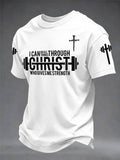 Men’s“I Can Do All Things  Through Christ Who Gives Me Strength” Christian Fitness Casual Printed T-shirt