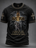Men's Christian Man of Faith Lion and Cross Short Sleeve T-shirt