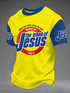 Men's The Blood Of Jesus Print Casual Tee