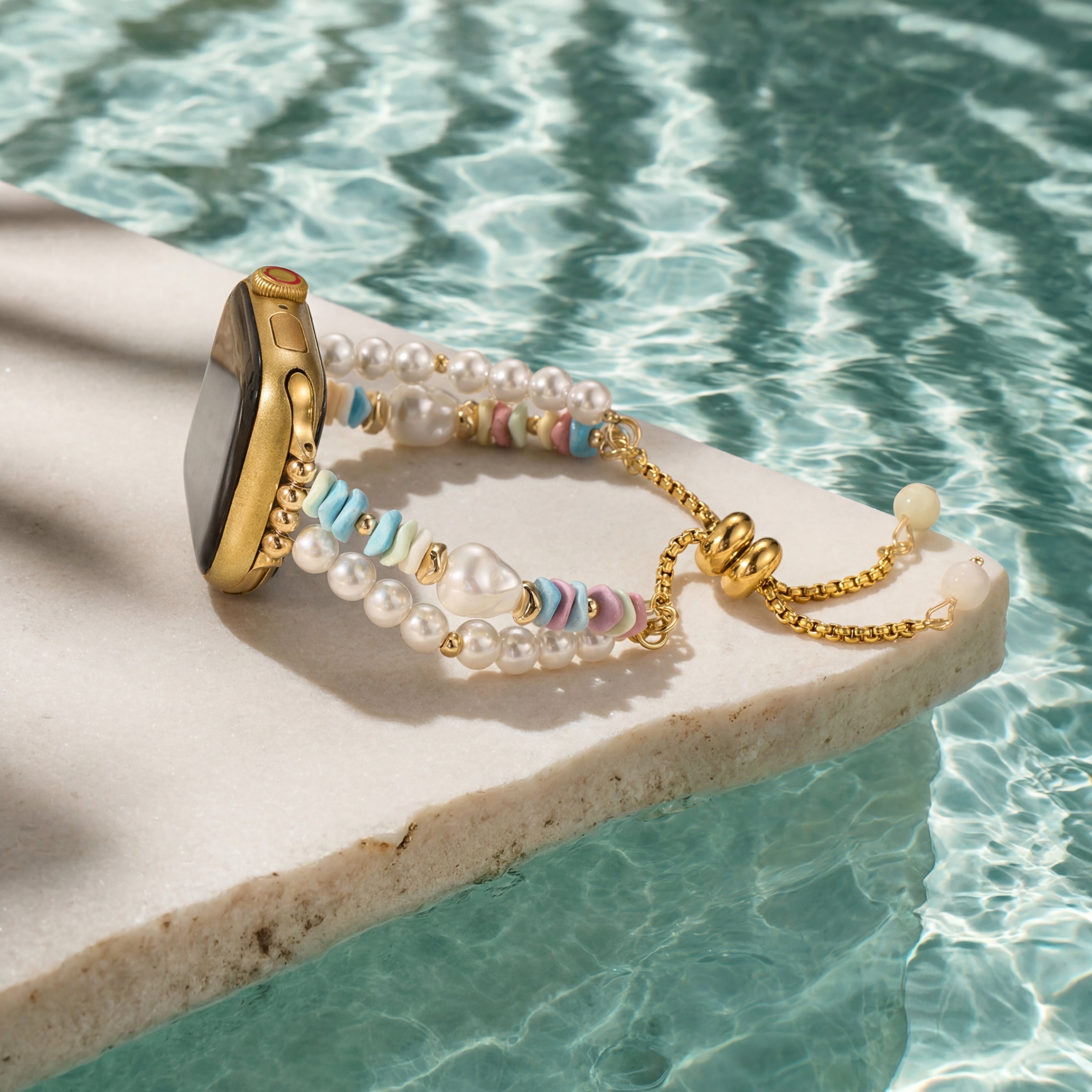Pastel Rainbow Pearl Beaded Watch Band for Apple Watch